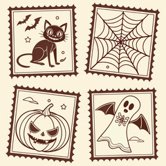 Cute Halloween icons bat wings