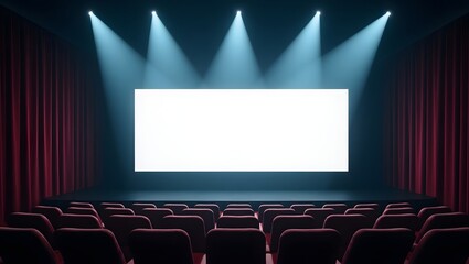 Fototapeta premium Exhibition Display Mockup: Blank Billboard in Movie Stage