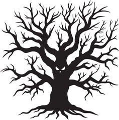  Halloween tree silhouette  vector icon, Spooky trees silhouette, Halloween tree   vector illustration.
