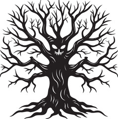 Obraz premium Halloween tree silhouette vector icon, Spooky trees silhouette, Halloween tree vector illustration. 
