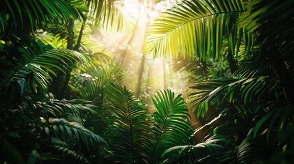 Fototapeta premium Lush tropical jungle sunlight