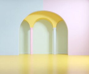 Fototapeta premium Pastel archway with pillars and floor