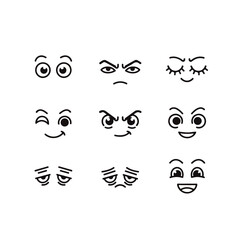 Obraz premium Face Expression Icon Set in Flat and Line Art Style Vector