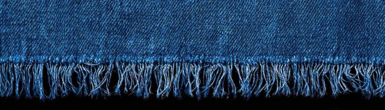 Frayed hem and denim detail concept. Close-up of denim fabric showing texture and frayed edges.
