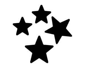 Four bold black stars arranged in a cluster on a white background