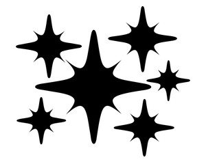 Abstract black stars graphic art illustration isolated on white background