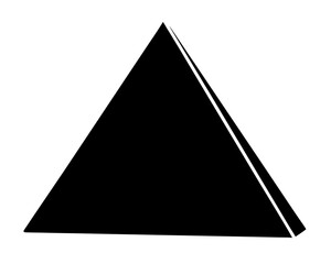 Fototapeta premium Simple solid black pyramid with white outline on a white background