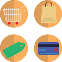 Shopping and E-commerce Flat Icons Set &ndash; Yellow Theme