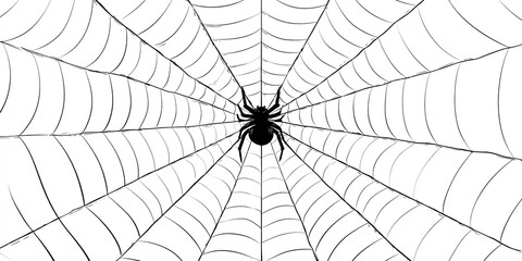 Black spider in the center of a spiderweb