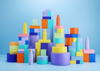 Obraz premium Abstract colorful geometric shapes and products