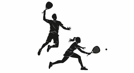 Dynamic padel players in action, showcasing power and precision during a competitive match, perfect for sports and fitness promotions