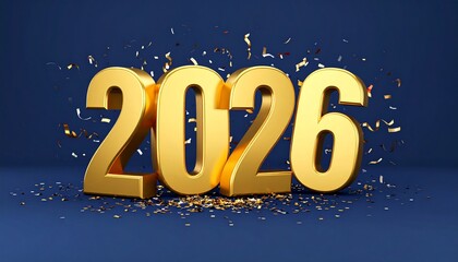 Golden 2026 Numbers with Confetti