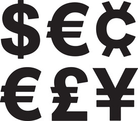 Fototapeta premium Currency symbols dollar euro yen pound sterling dollar sign