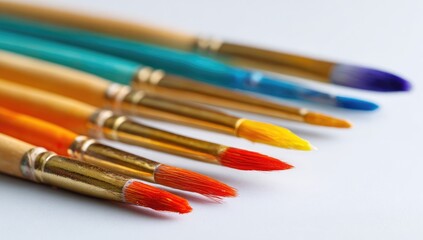 Obraz premium Colorful paintbrushes in a row, various sizes and colors