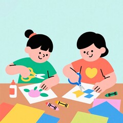 children drawing in classroom