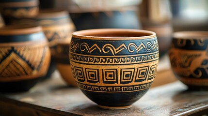 Artisan recreating Greek pottery with classic patterns
