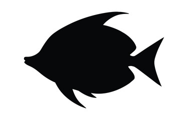 Bannerfish silhouette, Butterflyfish silhouette vector illustration