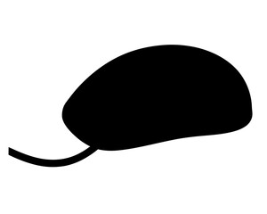 Silhouette of a computer mouse with a cable on a white background