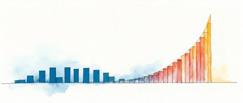 Watercolor Illustration of Performance Concept: Enhancing Quality, Speed, Efficiency, and Cost Reduction in Business Management - Empty Space for Text