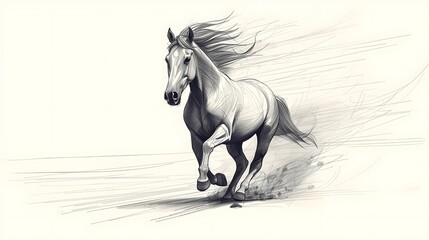 Dynamic sketch of a running horse capturing speed and freedom, perfect for equine art, design projects, and conveying motion