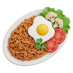 Indomie Ramen Mie Goreng Instant Noodles Fried Noodles with Fried Egg and Vegetables
