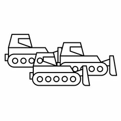 Excavator vector icon with outline. Excavator symbol. Vector icon.