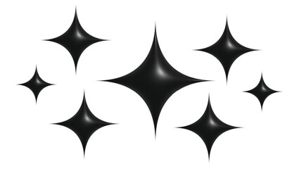 3D Black Vector Sparkle Stars on White Gradient Background