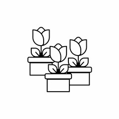 Flower vector icon with outline. Flower symbol. Vector icon.