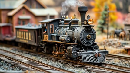 Model train display at exhibition or museum