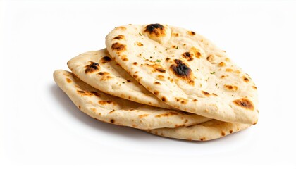 Aromatic Stack of Soft Flat Breads on Bright White Surface Perfect for Culinary and Food Presentation