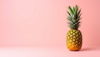 Vibrant Pineapple with Lush Green Leaves Set Against a Bright Pink Background Creating a Playful Mood