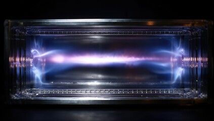 Rectangular glass box, electric discharge