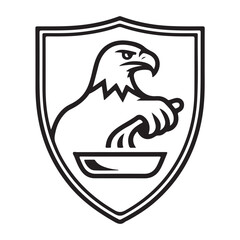 Emblemic eagle crest in black and white vector graphic design