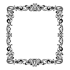 Vintage Ornamental Vector Frame – Elegant Black Vector Border, SVG
