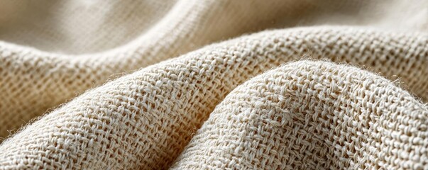 Torn section of knit linen concept. Close-up of textured fabric showcasing natural linen fibers.