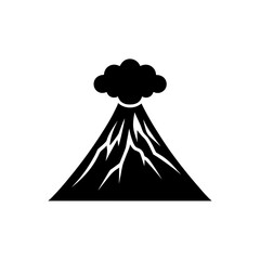 Volcano eruption icon on transparent background silhouette