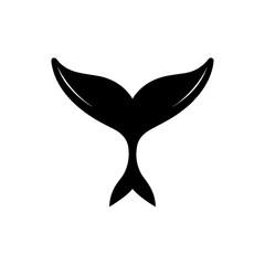 Whale tail silhouette on transparent background