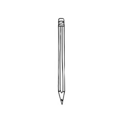 pencil with eraser at the end doodle - hand drawn sketch line