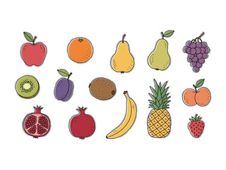 Variety of Fruits: Vibrant illustration of a collection of colorful fruits, showcasing the natural beauty and freshness of nature's bounty.