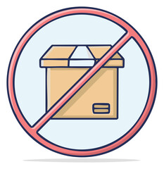 Prohibited Delivery Box Icon No Shipping Denied Package Forbidden Mail Illustration