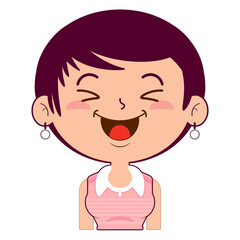 girl short bob hair playful face cartoon cute