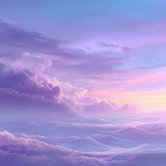 Obraz premium Pastel cloudscape at sunrise/sunset. Soft, dreamy colors of lavender, pink, and peach