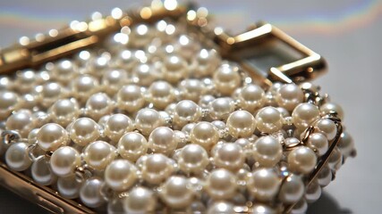 Close-up of a cluster of pearls with a gold-tone metal frame - Powered by Adobe