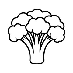 A black and white broccoli illustration line art of a coloring page