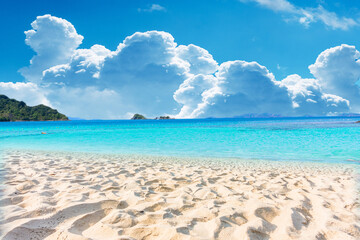 An emerald-colored summer seaside resort