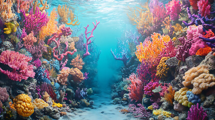 Naklejka premium Vibrant underwater coral reef scene