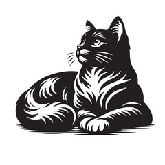 Vector silhouette of cat on white backgroud.