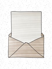 Hand Drawn Envelope with Letter &ndash; Text Overlay Printable Art