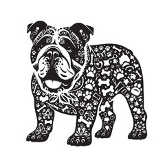 Vector silhouette of  dog on white backgroud.