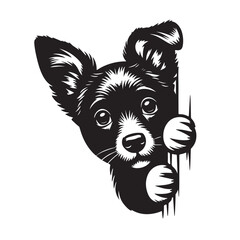 Vector silhouette of  dog on white backgroud.